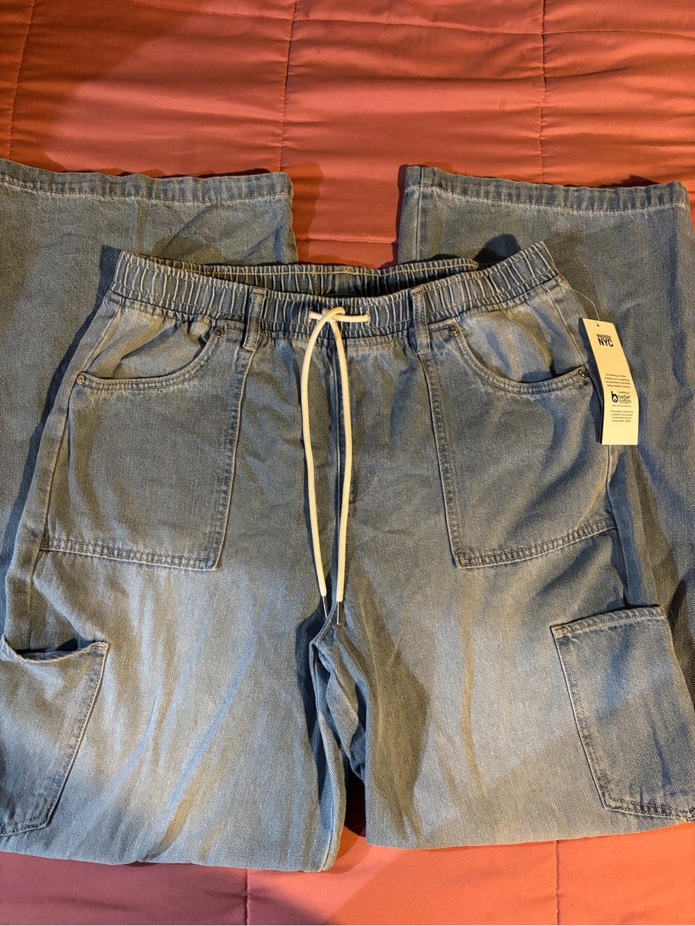 NYC Light Blue Wide Leg Denim Jumpsuit Pants